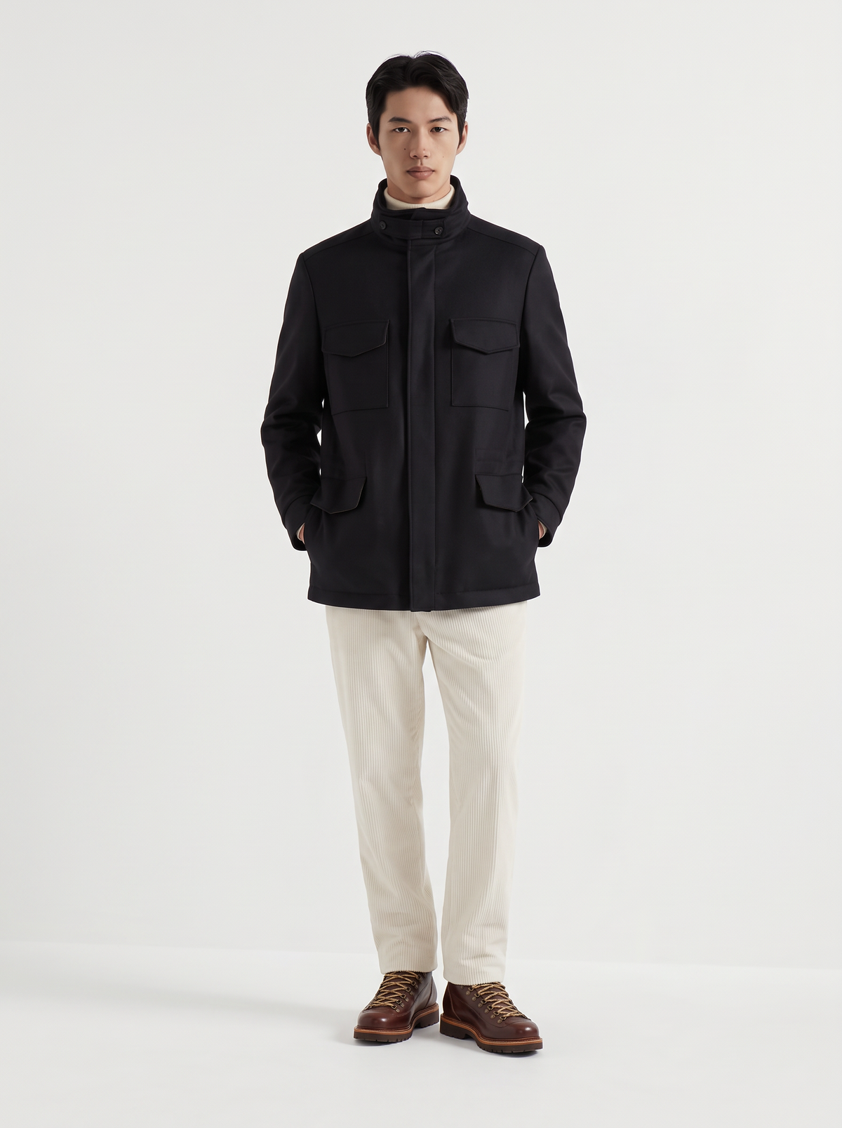 Black Cashmere Traveller Field Jacket