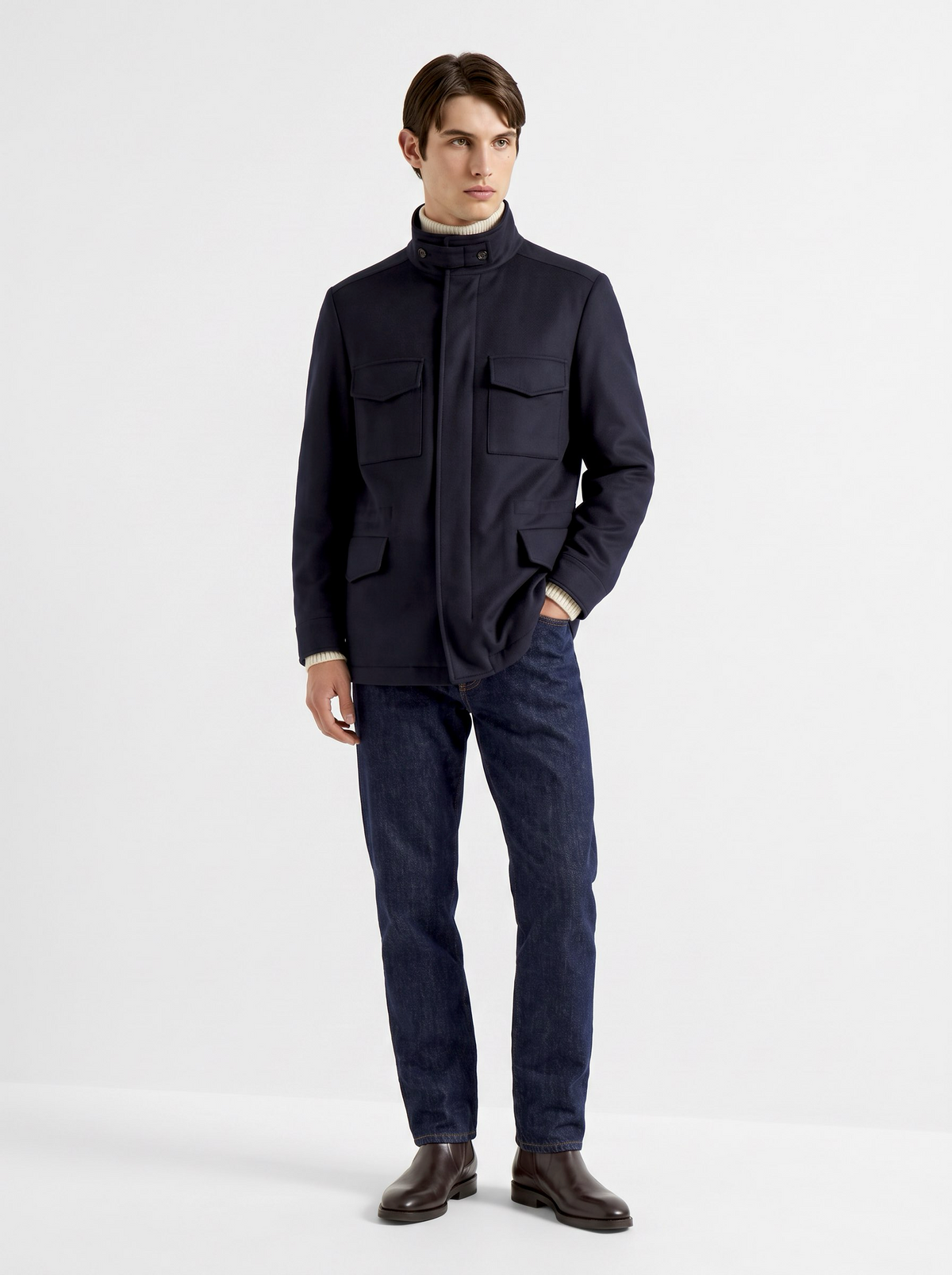 Dark-Navy Cashmere Traveller Field Jacket