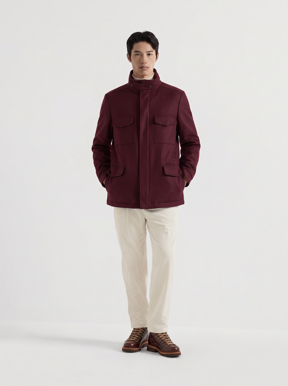 Burgundy Cashmere Traveller Field Jacket