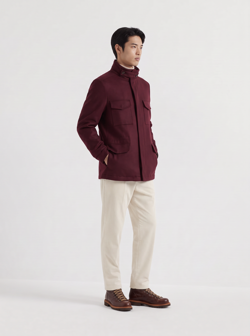 Burgundy Cashmere Traveller Field Jacket