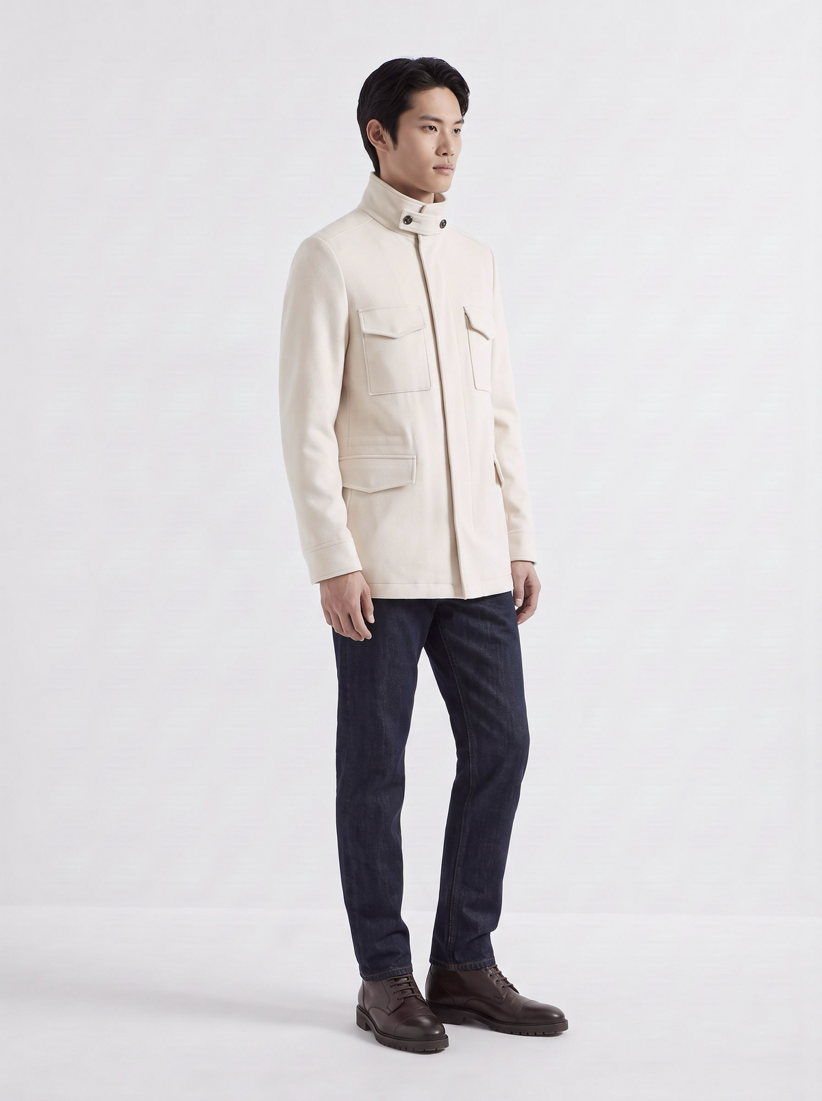 White Cashmere Traveller Field Jacket