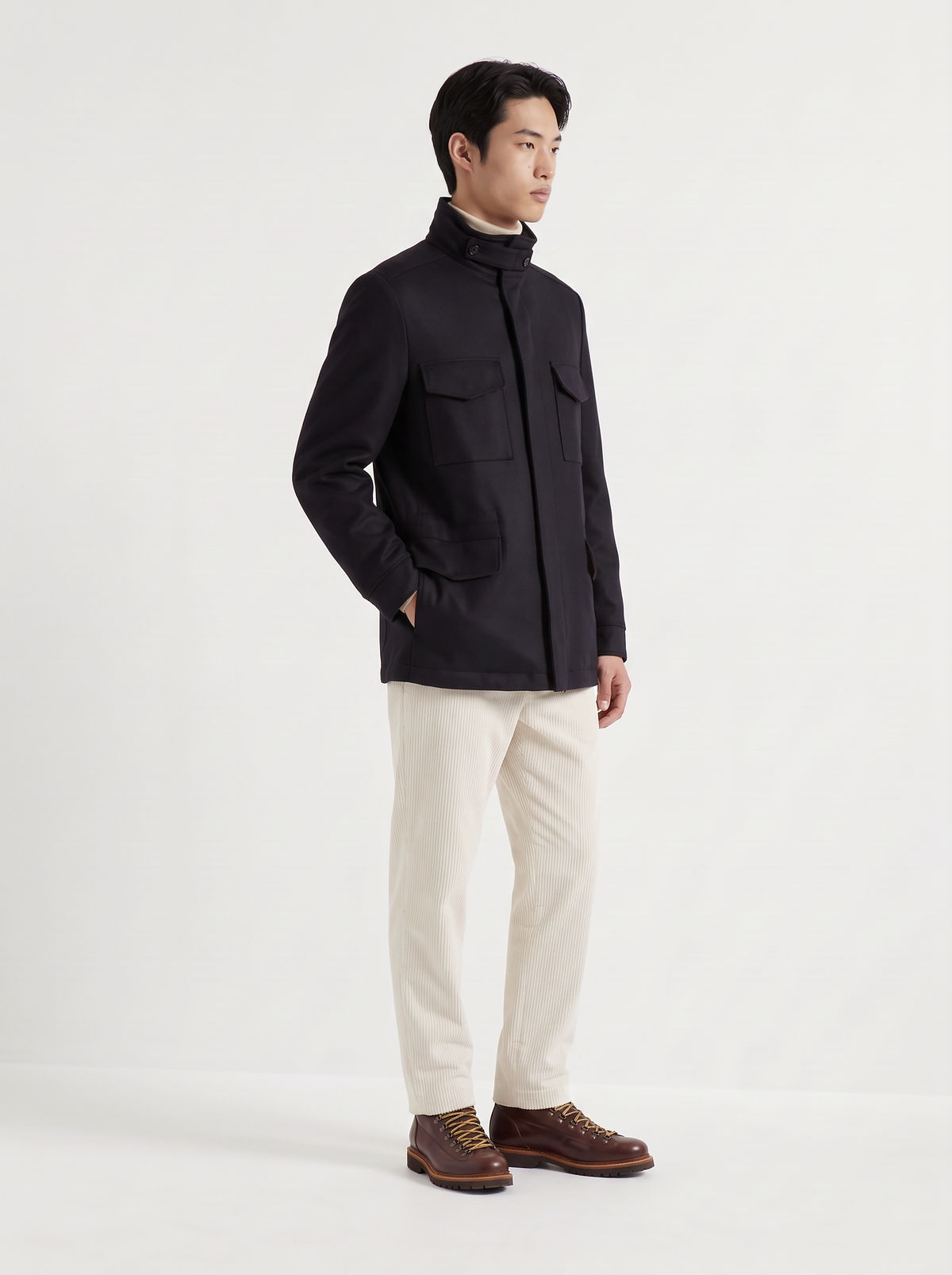 Black Cashmere Traveller Field Jacket