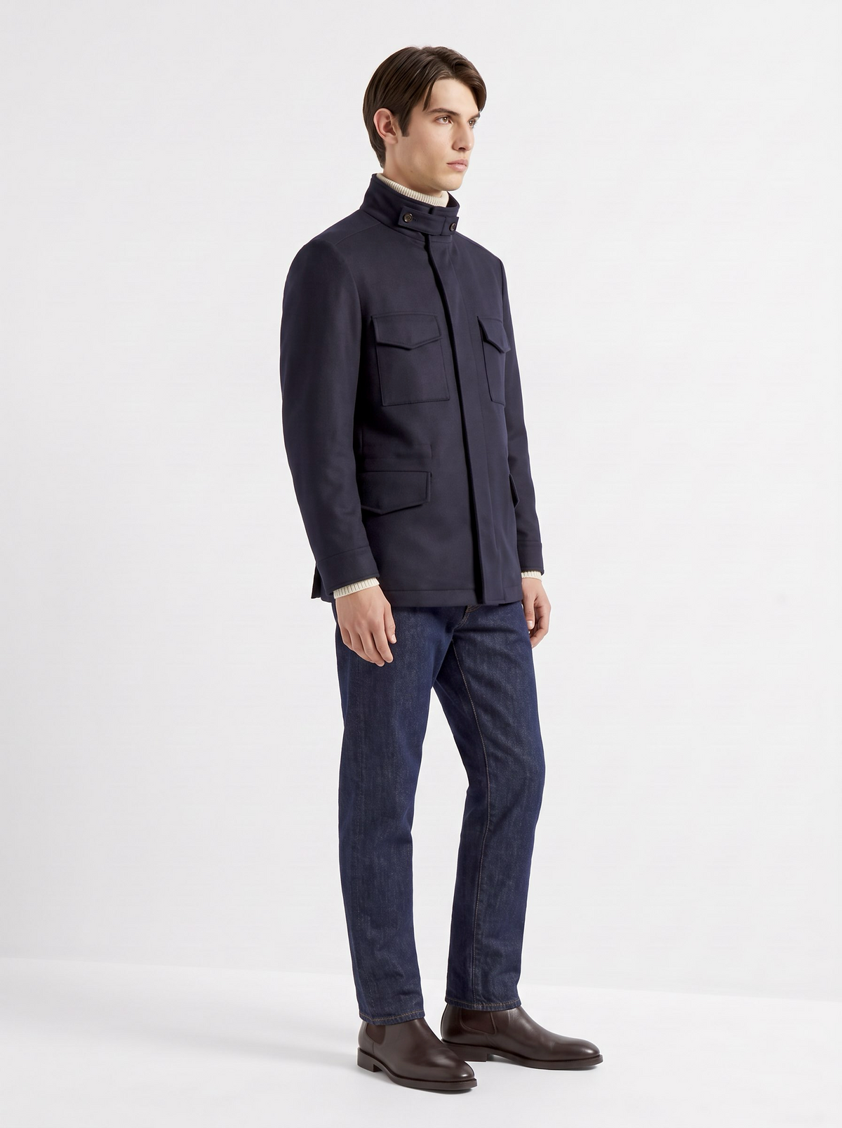 Dark-Navy Cashmere Traveller Field Jacket