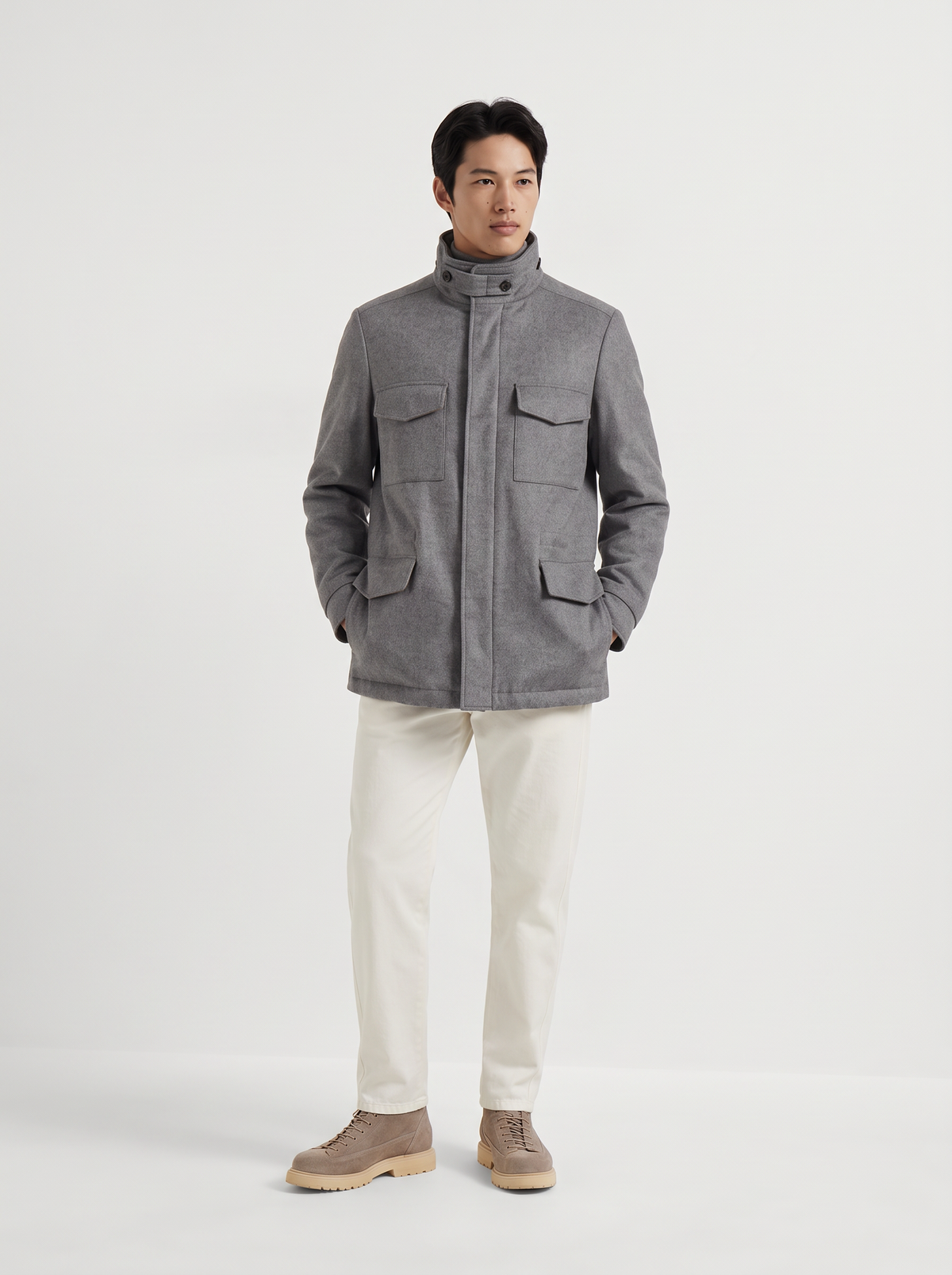 Mid-Gray Cashmere Traveller Field Jacket