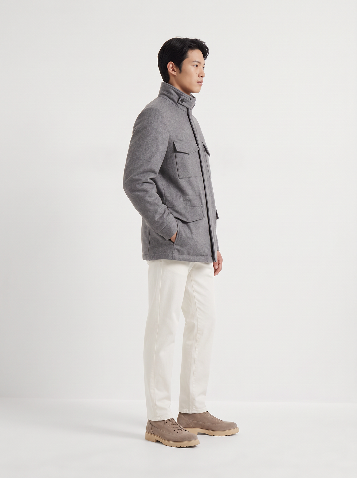 Mid-Gray Cashmere Traveller Field Jacket