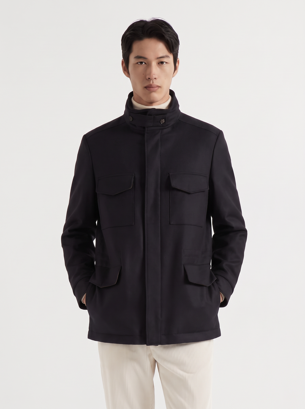 Black Cashmere Traveller Field Jacket