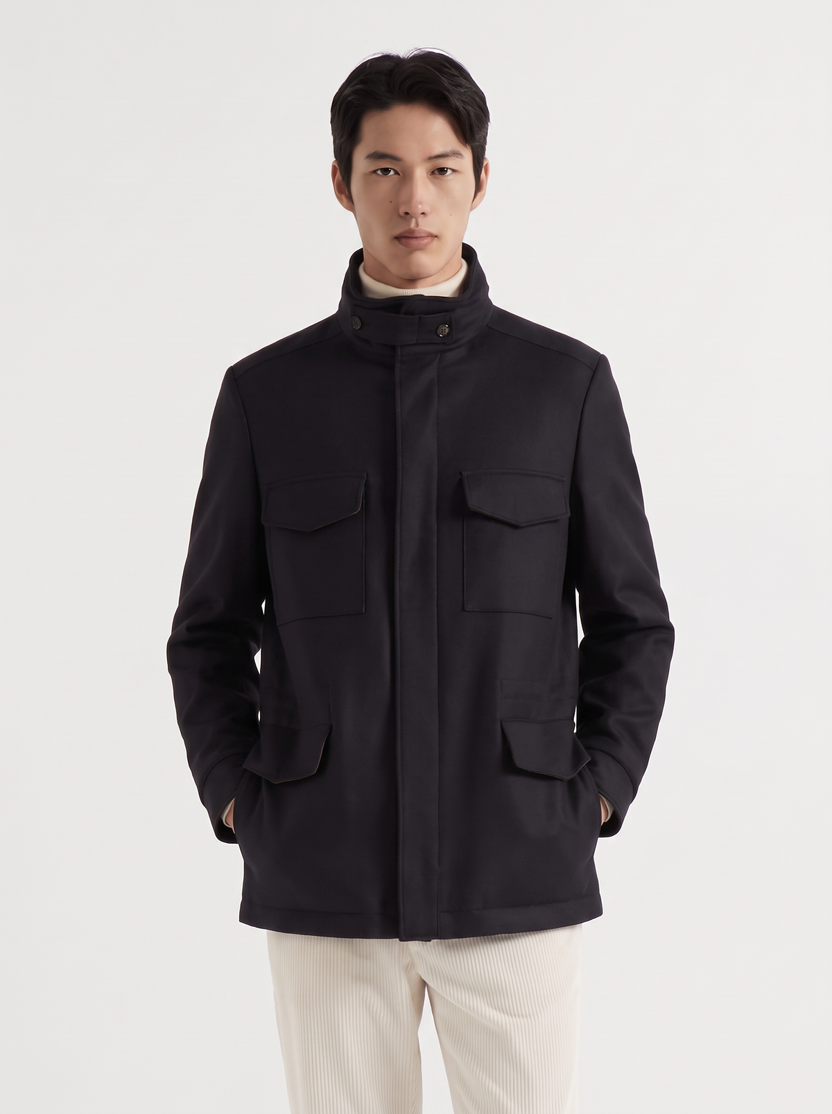 Black Cashmere Traveller Field Jacket