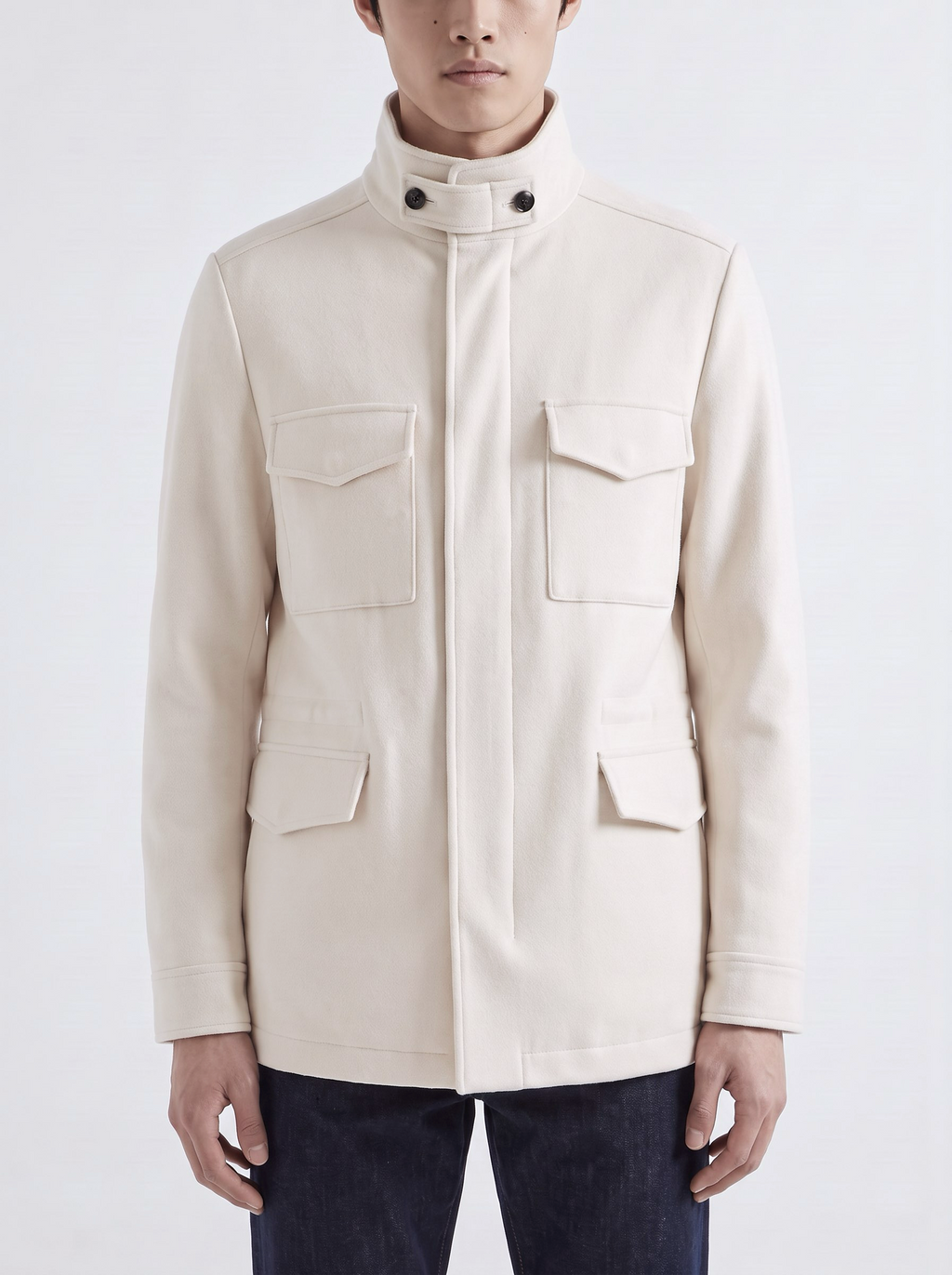 White Cashmere Traveller Field Jacket