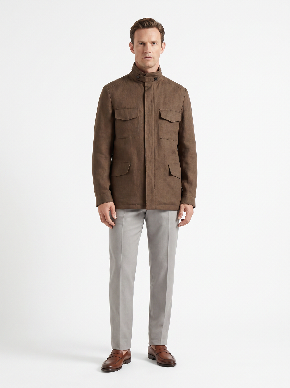 Tobacco Linen Traveller Field Jacket