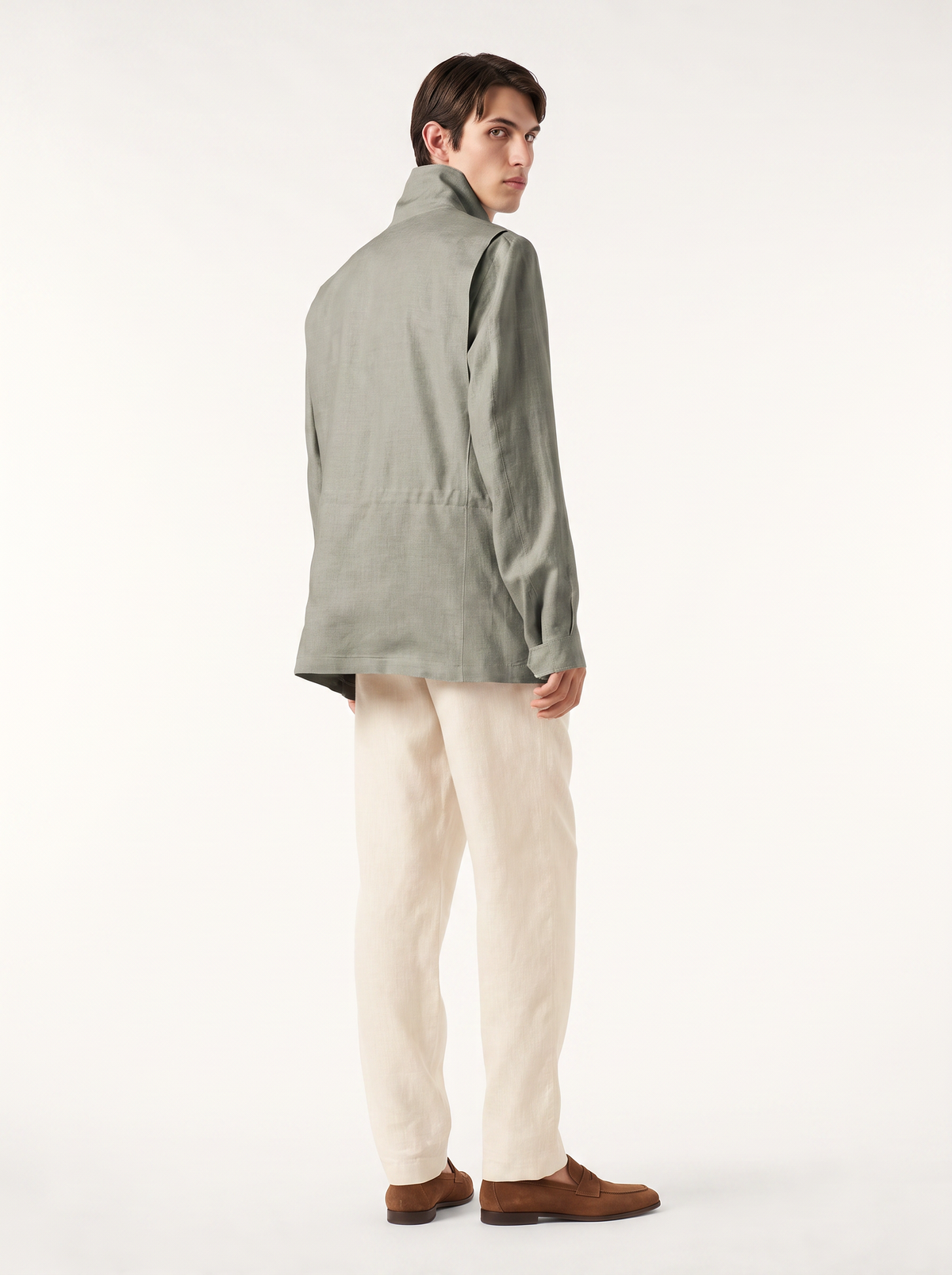 Light-Green Linen Traveller Field Jacket