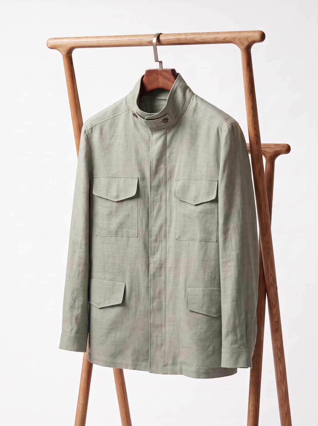 Light-Green Linen Traveller Field Jacket