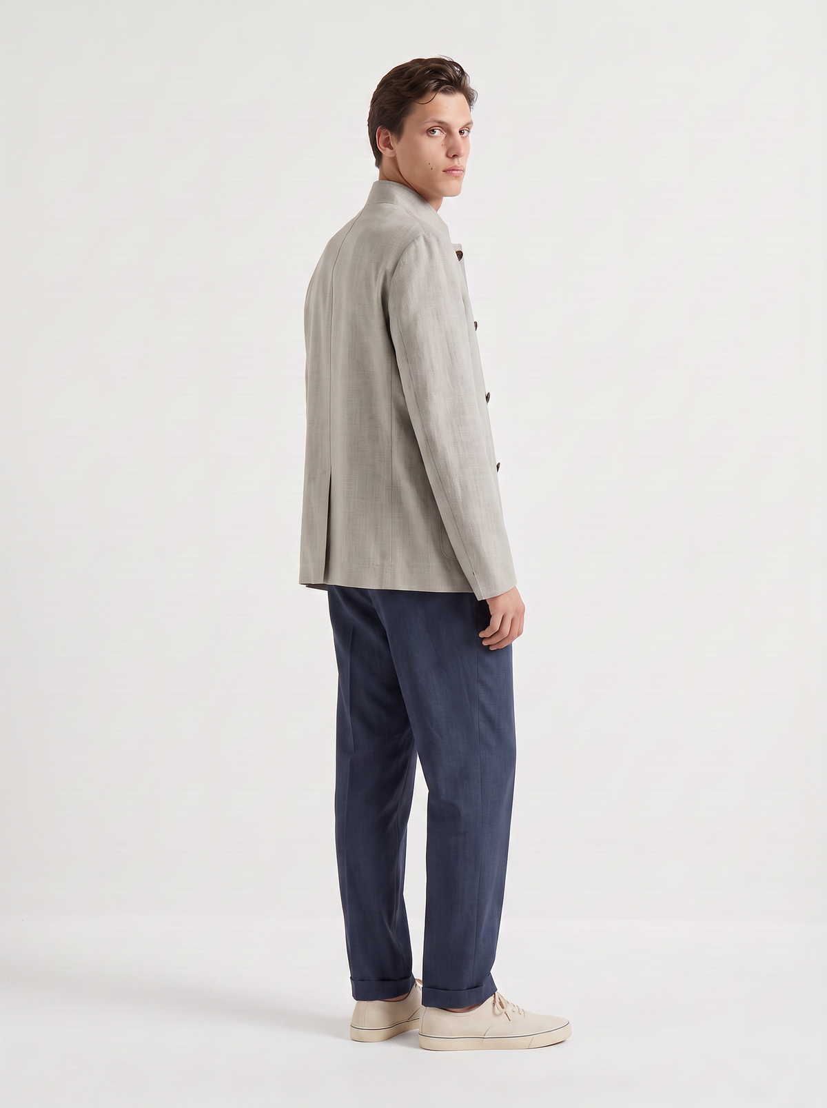 Light Gray Linen Spagna Jacket 