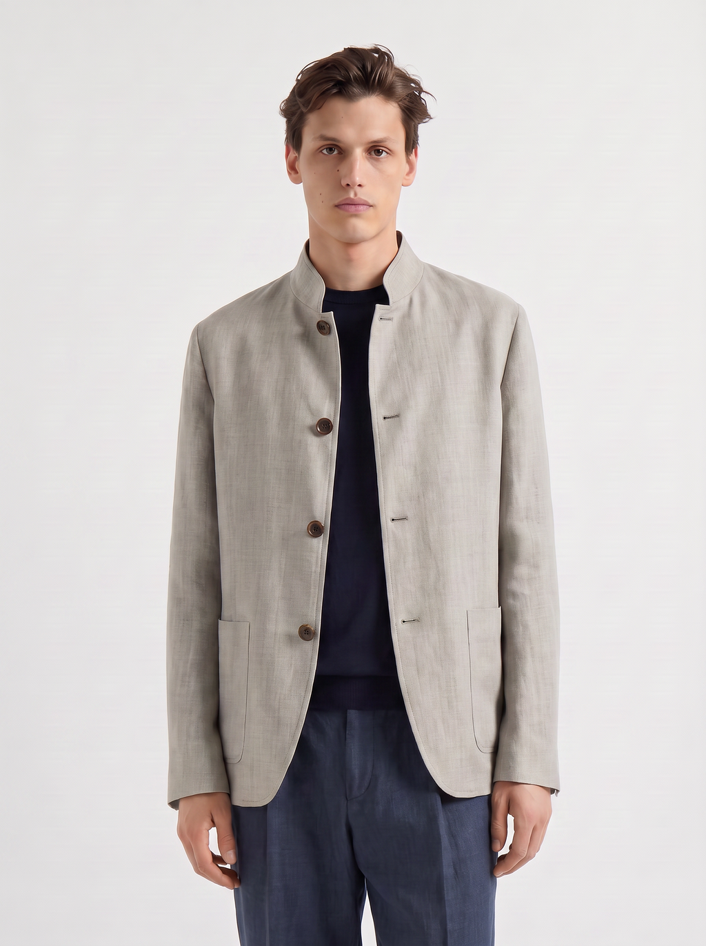 Light Gray Linen Spagna Jacket 
