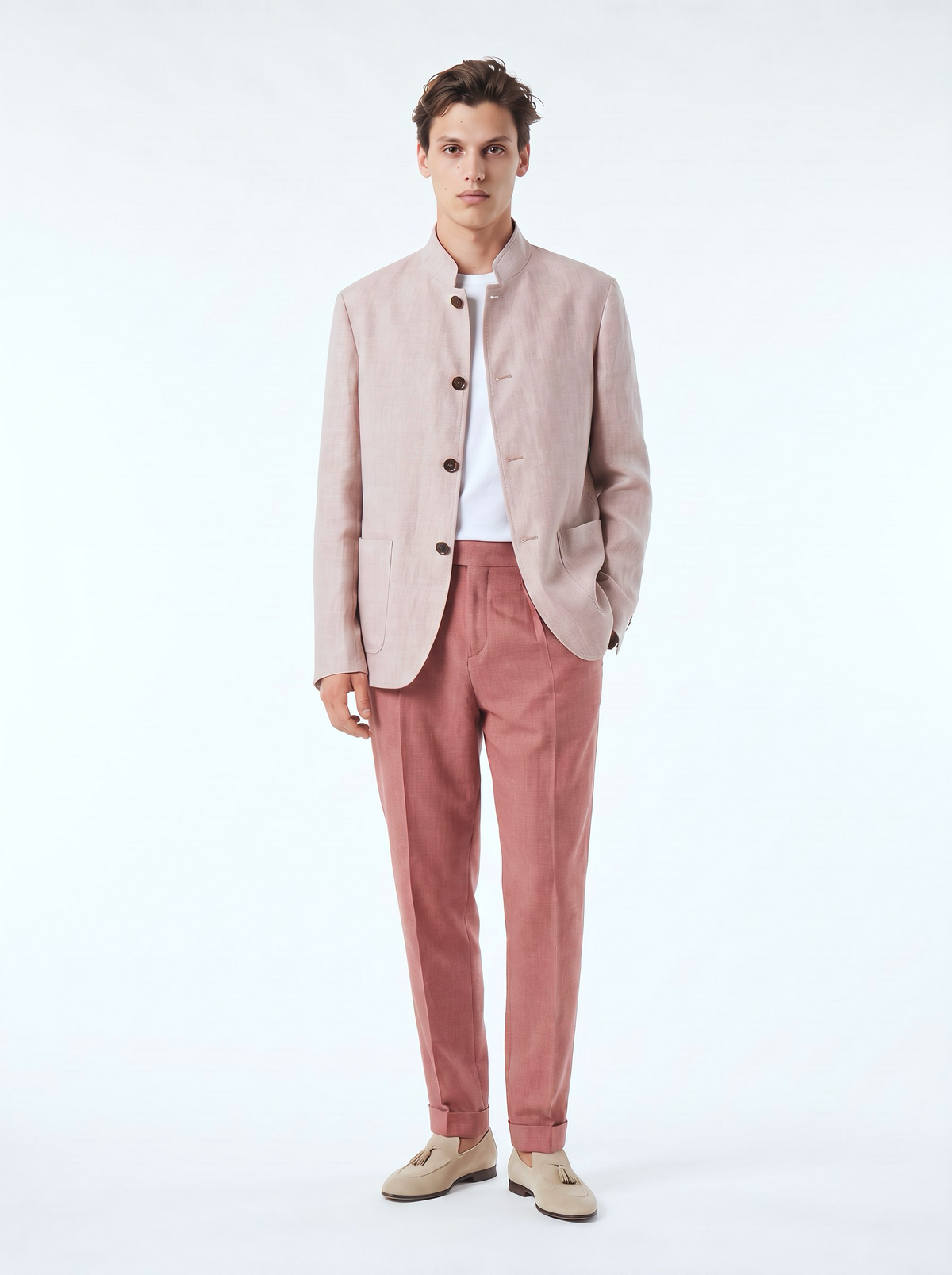 Dusty-Rose Linen Spagna Jacket