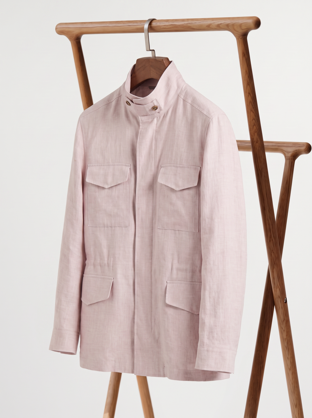 Dusty-Rose Linen Traveller Field Jacket