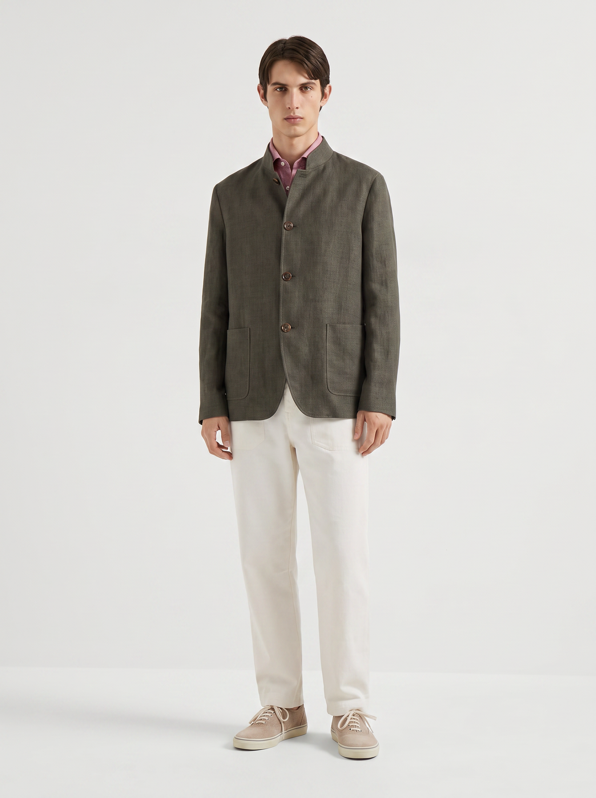 Olive Green Linen Spagna Jacket
