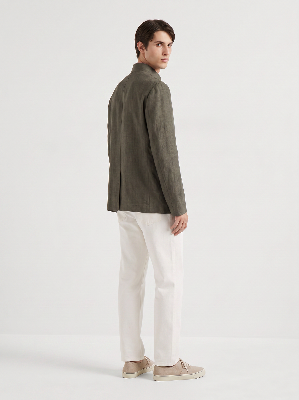 Olive Green Linen Spagna Jacket