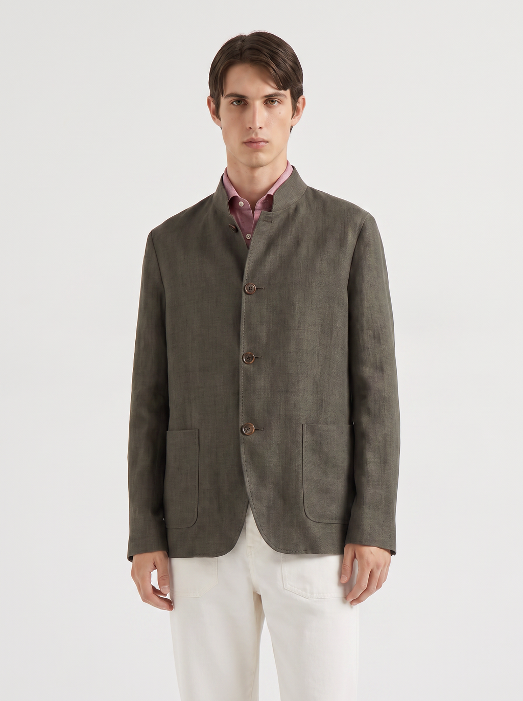 Olive Green Linen Spagna Jacket