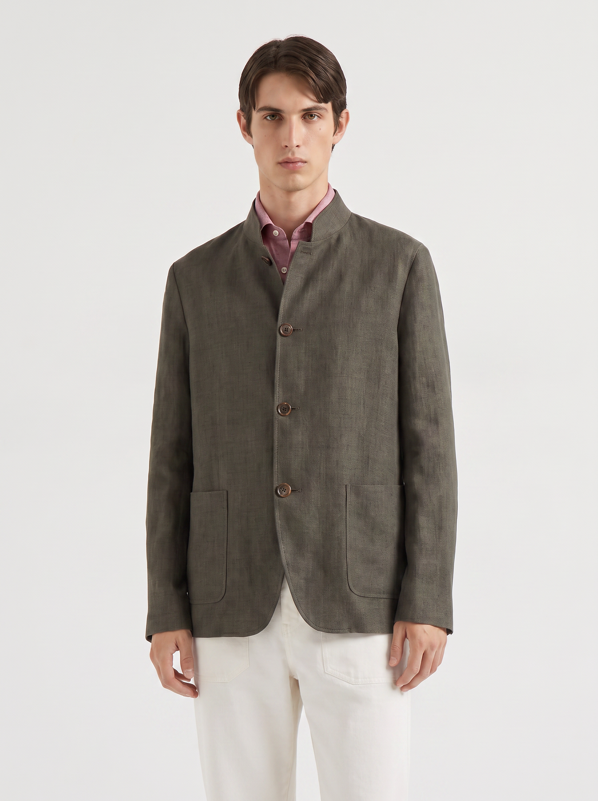 Olive Green Linen Spagna Jacket