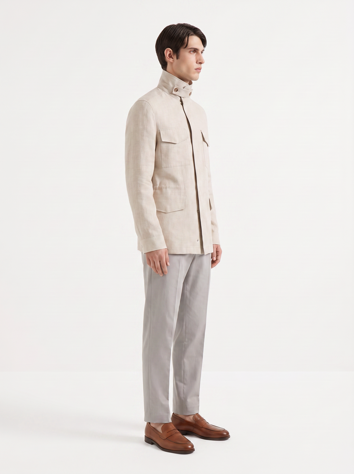 Oatmeal Linen Traveller Field Jacket