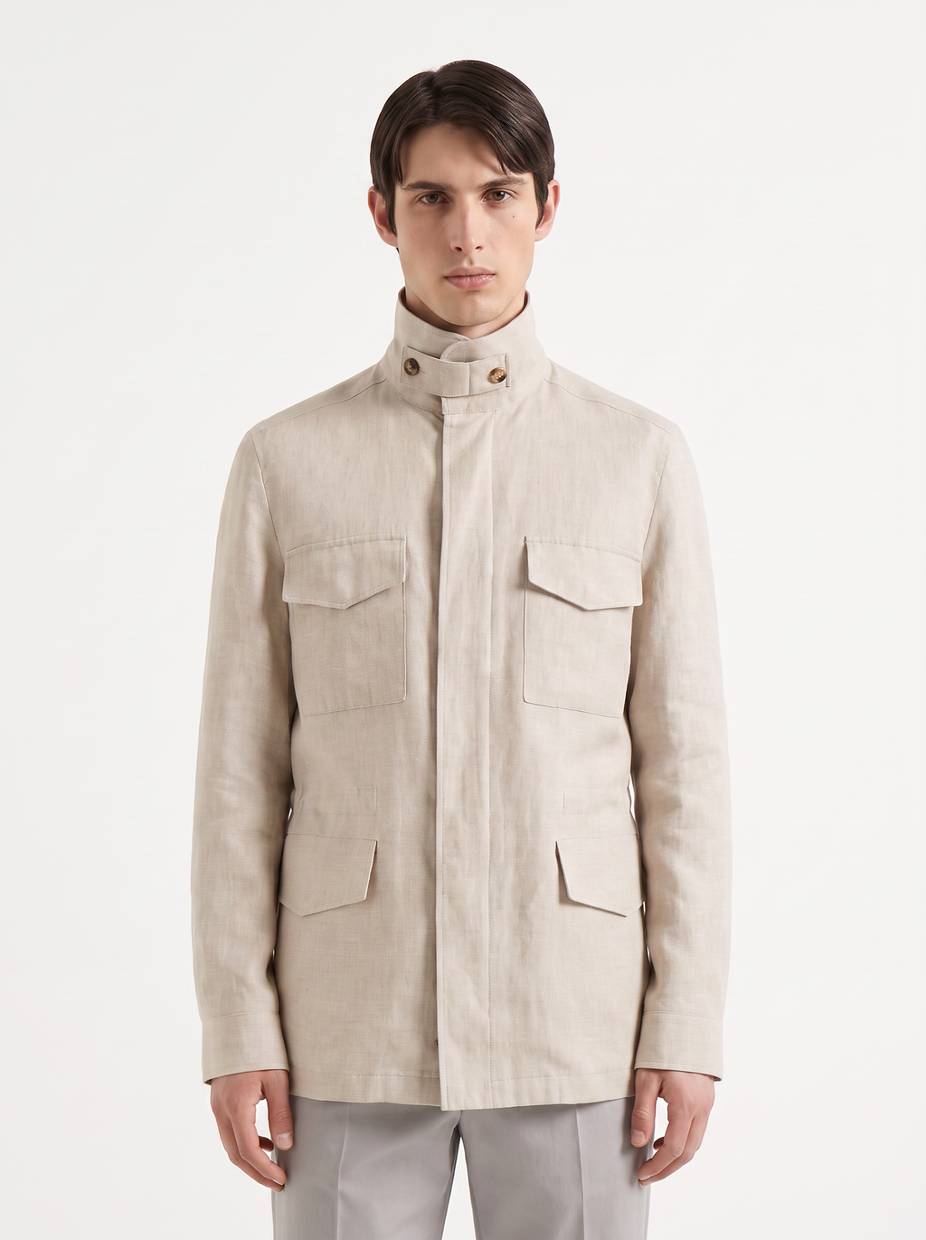 Oatmeal Linen Traveller Field Jacket