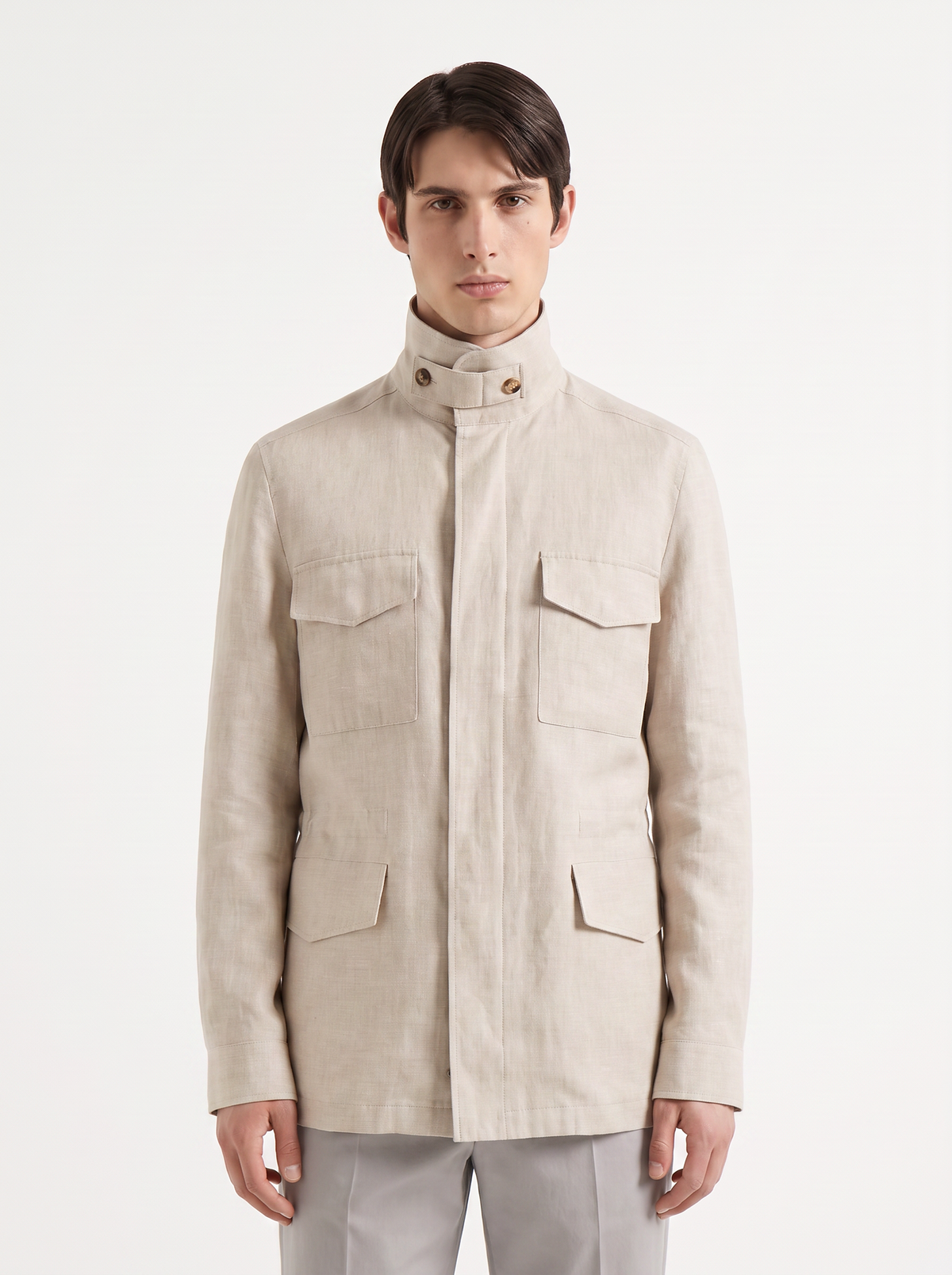 Oatmeal Linen Traveller Field Jacket