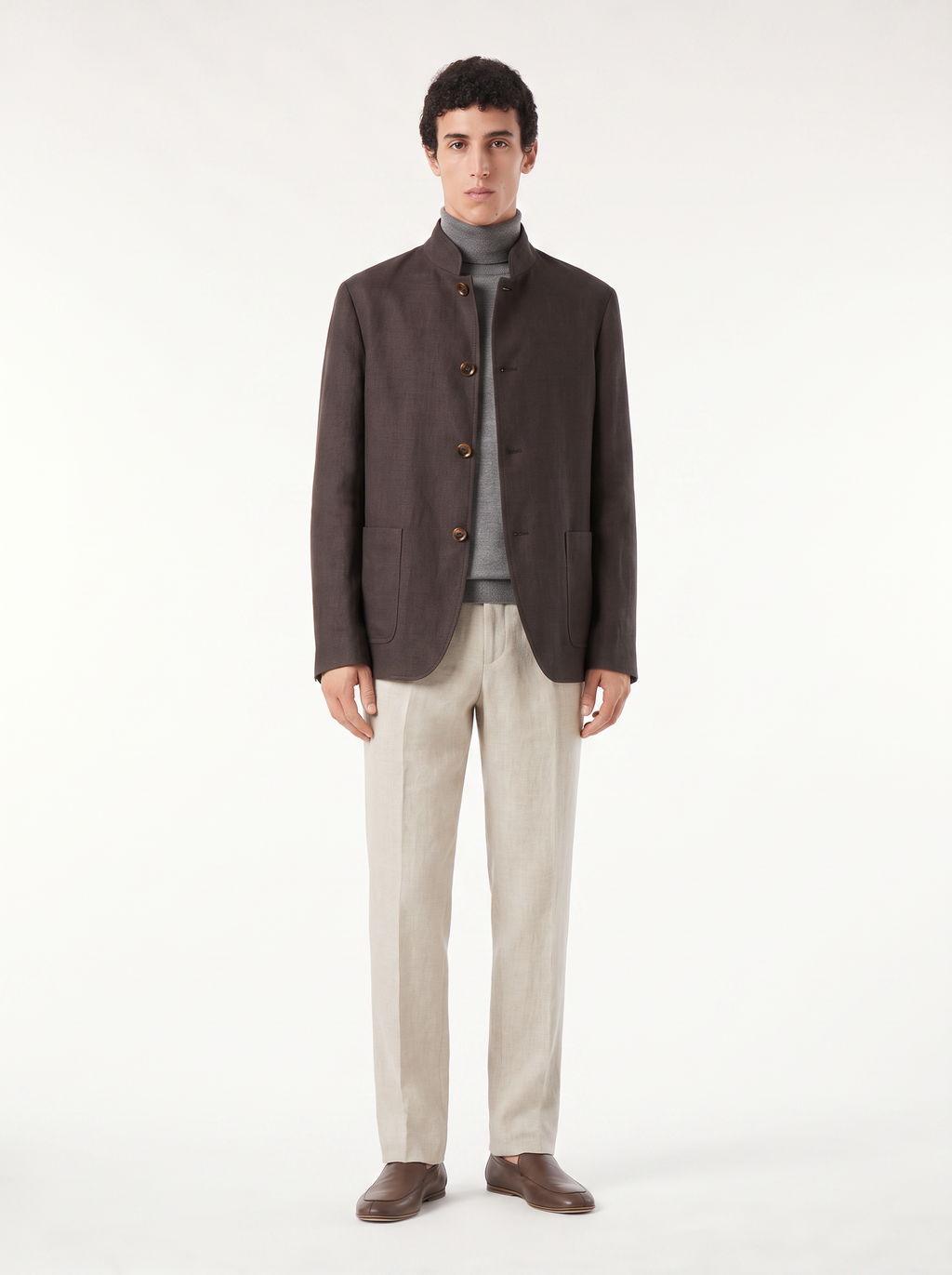 Dark Gray Linen Spagna Jacket