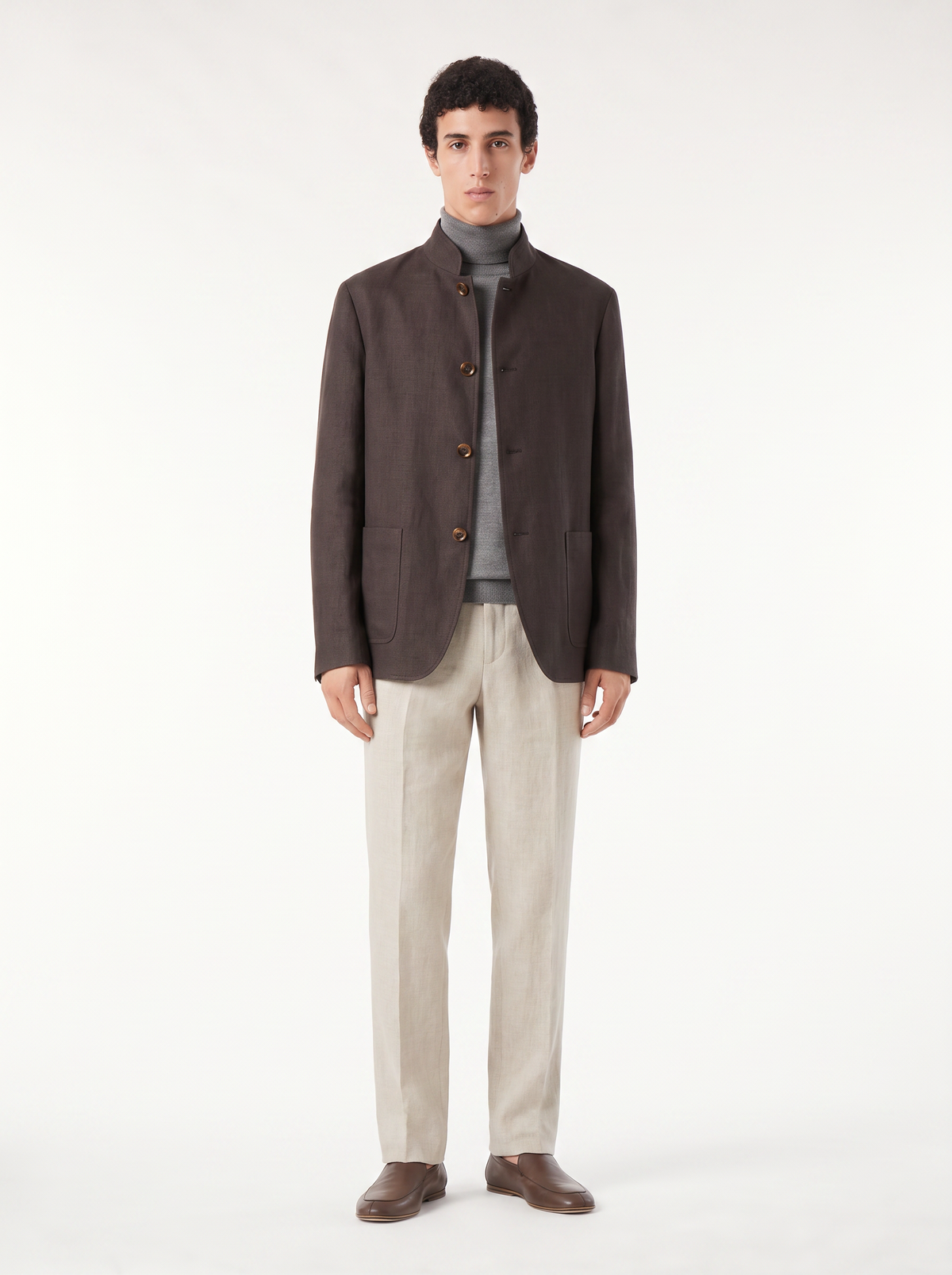 Dark Gray Linen Spagna Jacket