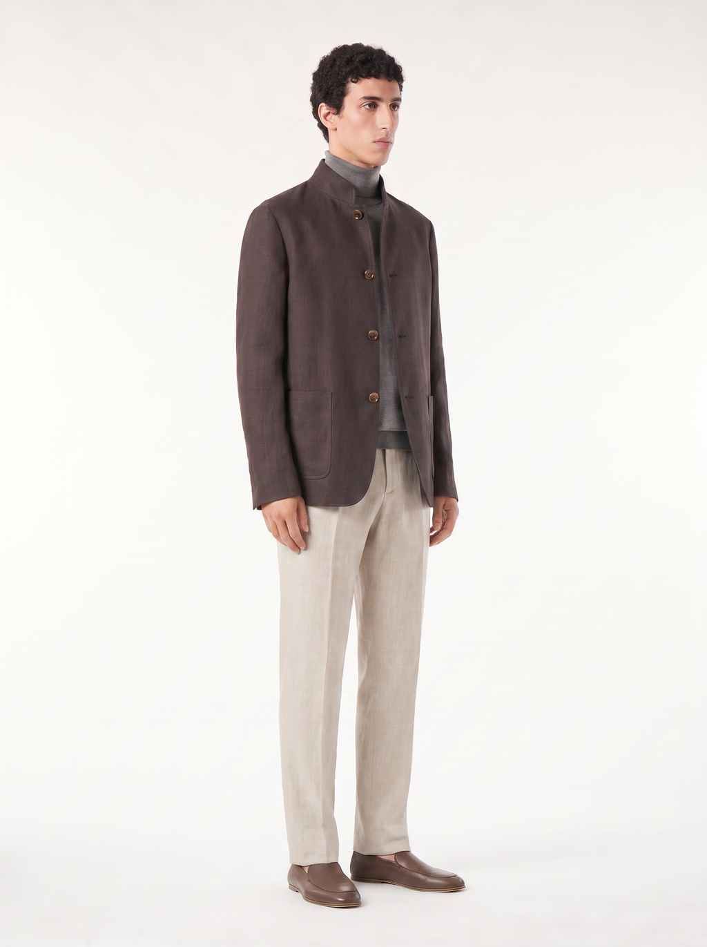 Dark Gray Linen Spagna Jacket