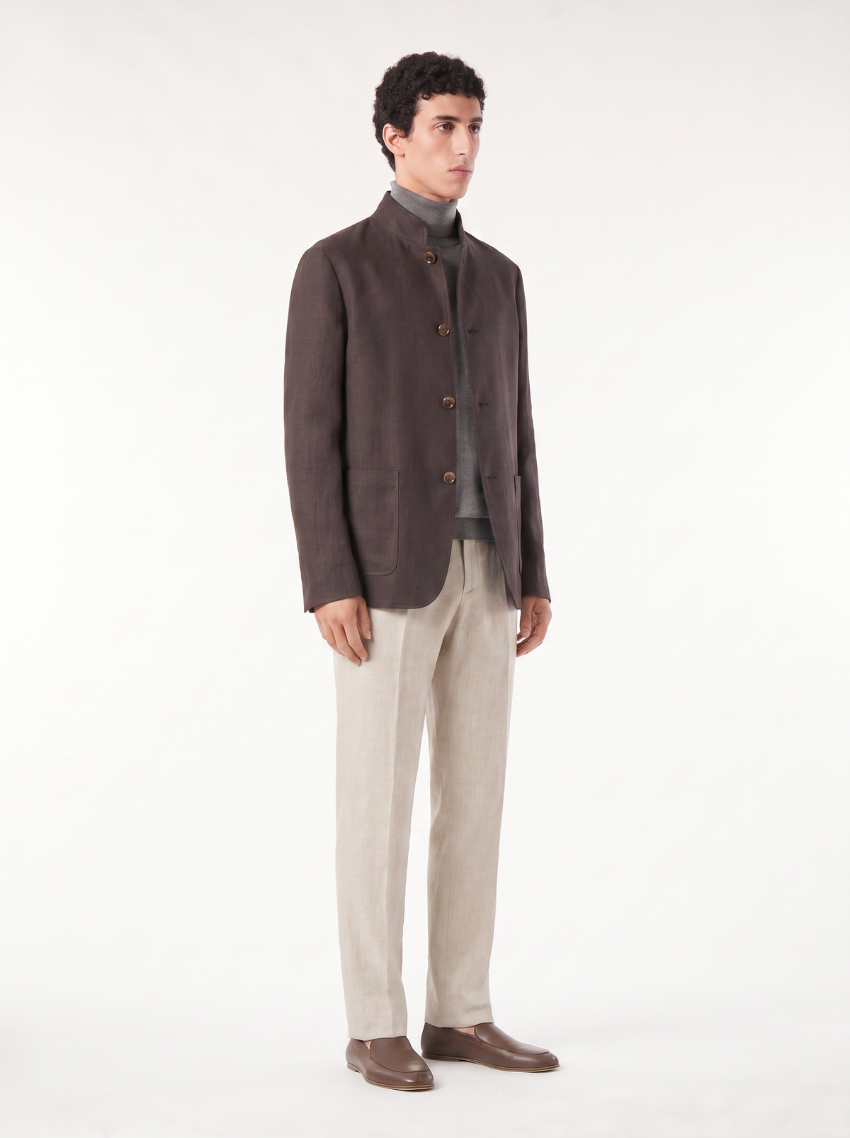 Dark Gray Linen Spagna Jacket