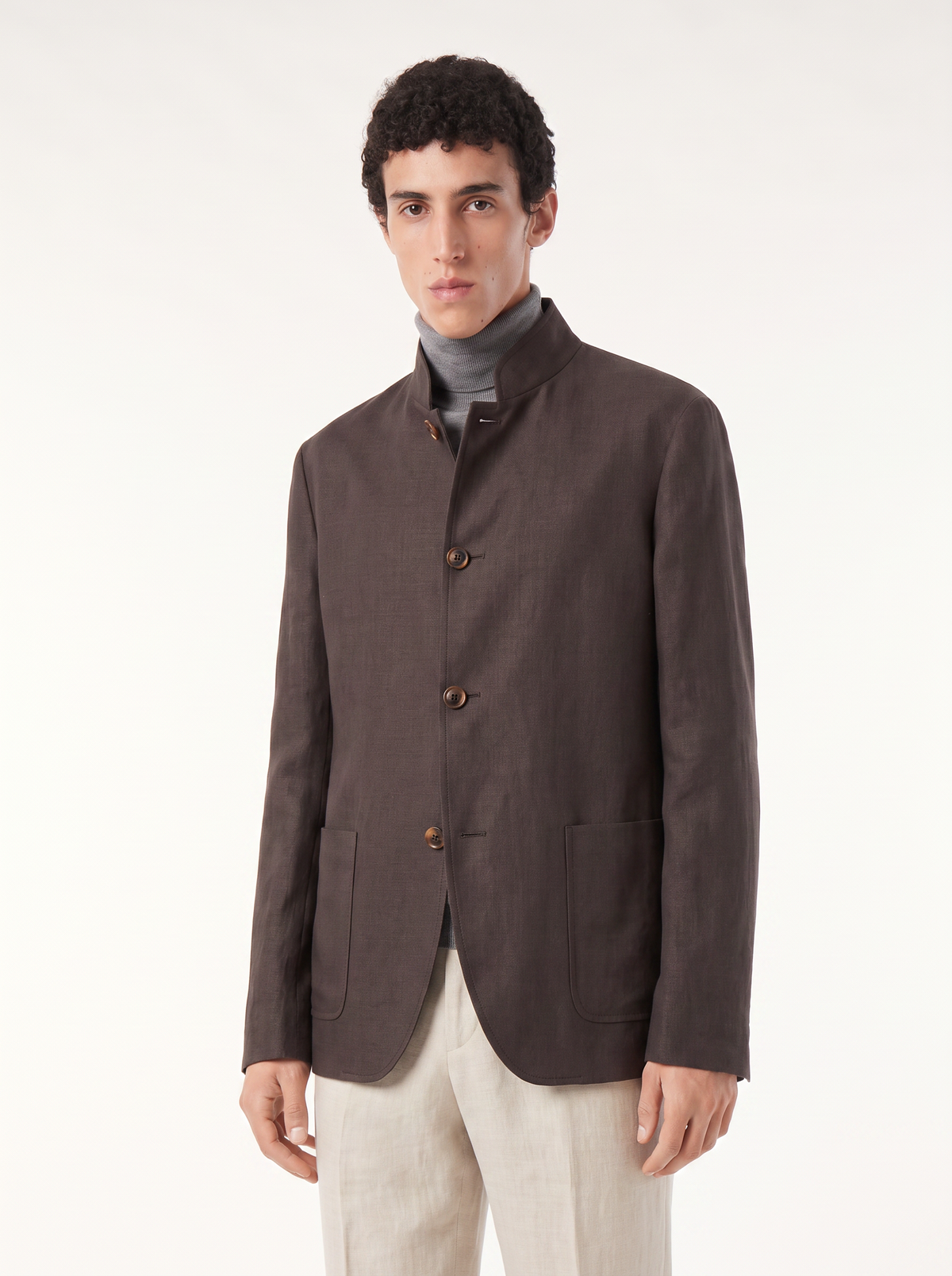 Dark Gray Linen Spagna Jacket