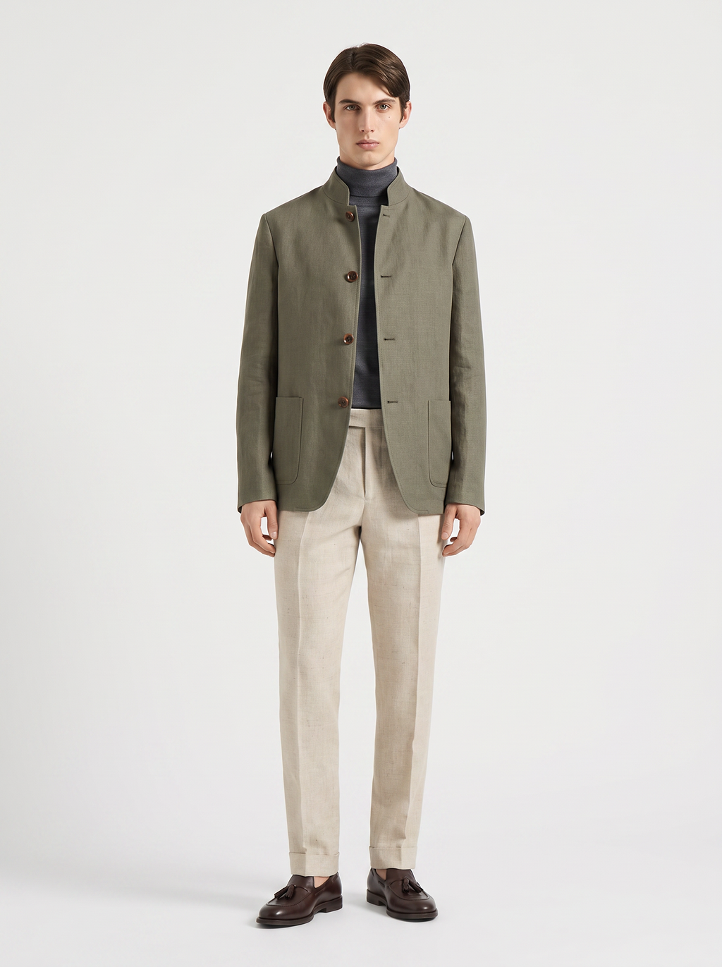 Sage Green Linen Spagna Jacket