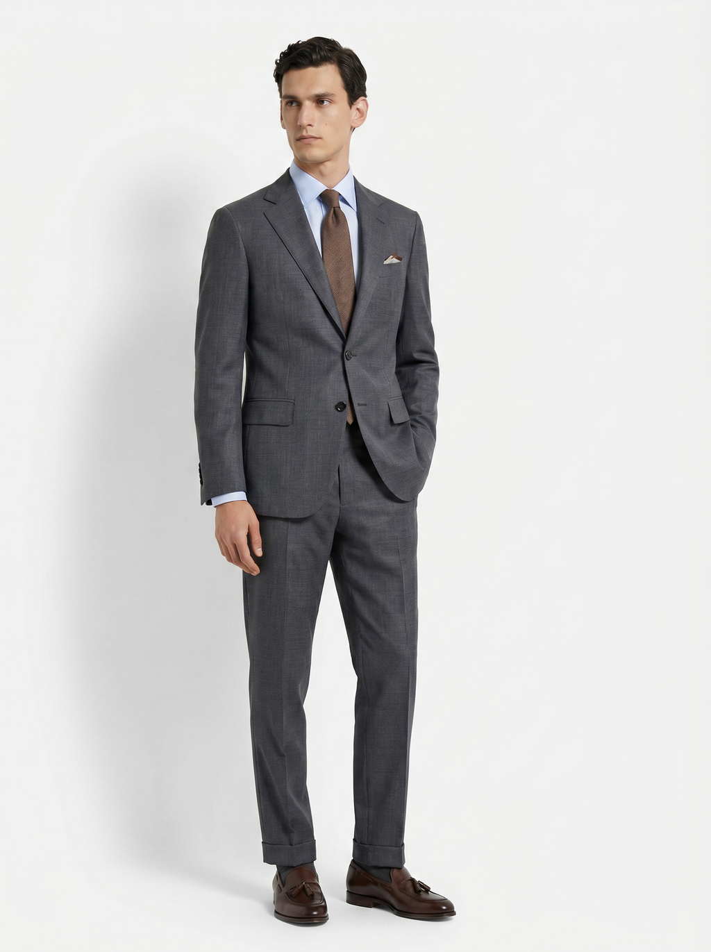 Mid Gray Mélange Drape Suit