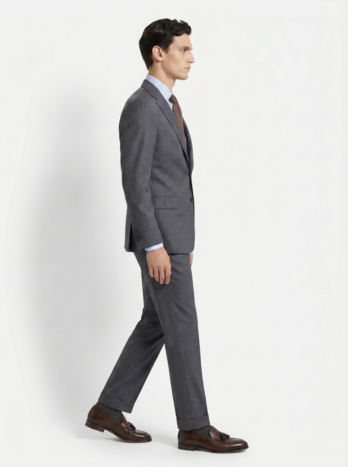 Mid Gray Mélange Drape Suit