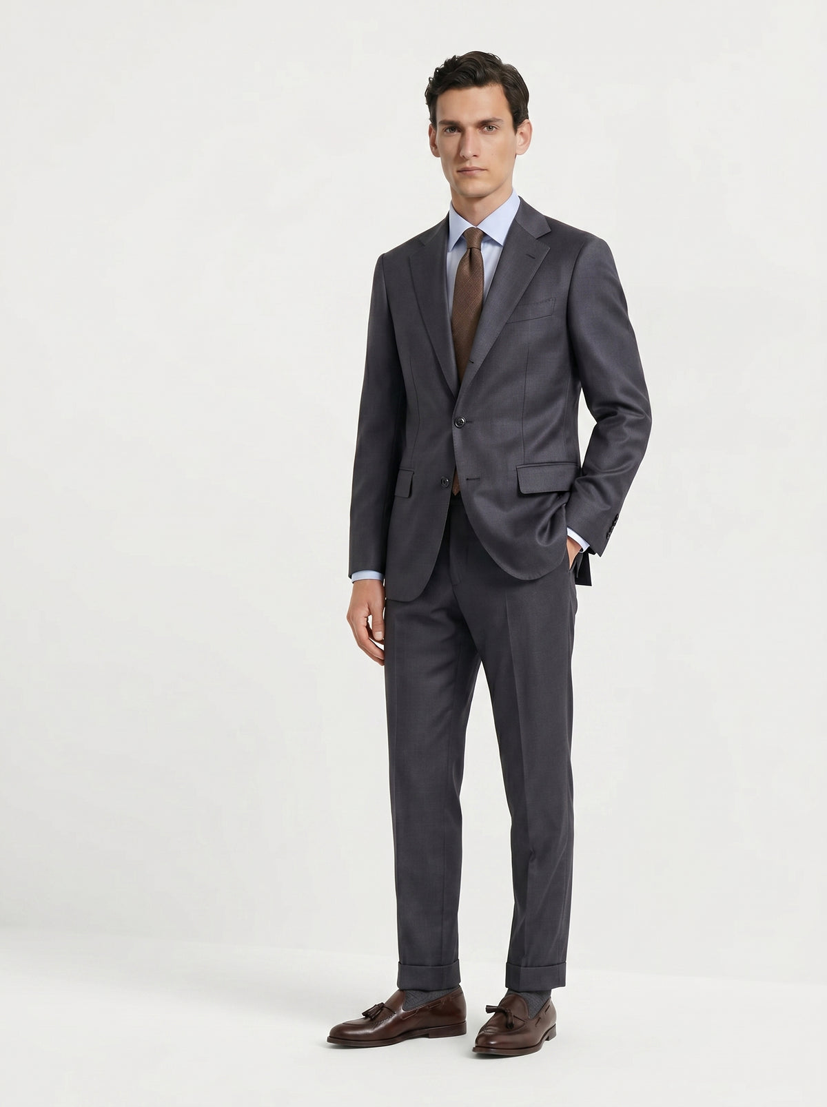 Dark Gray Mélange Drape Suit