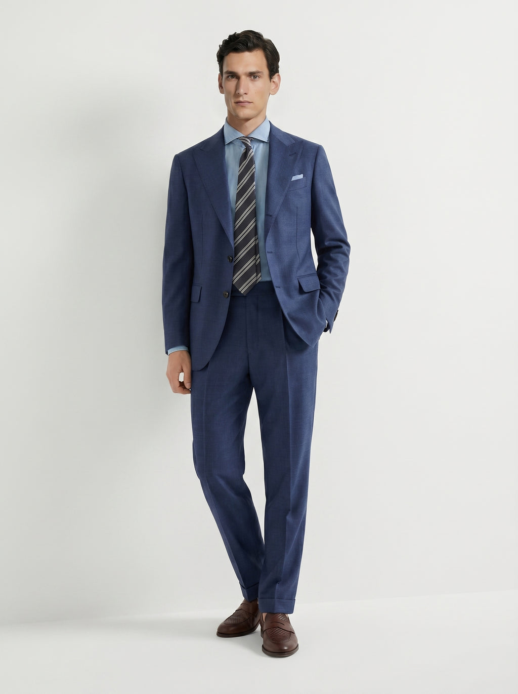 Blue Mélange Drape Suit