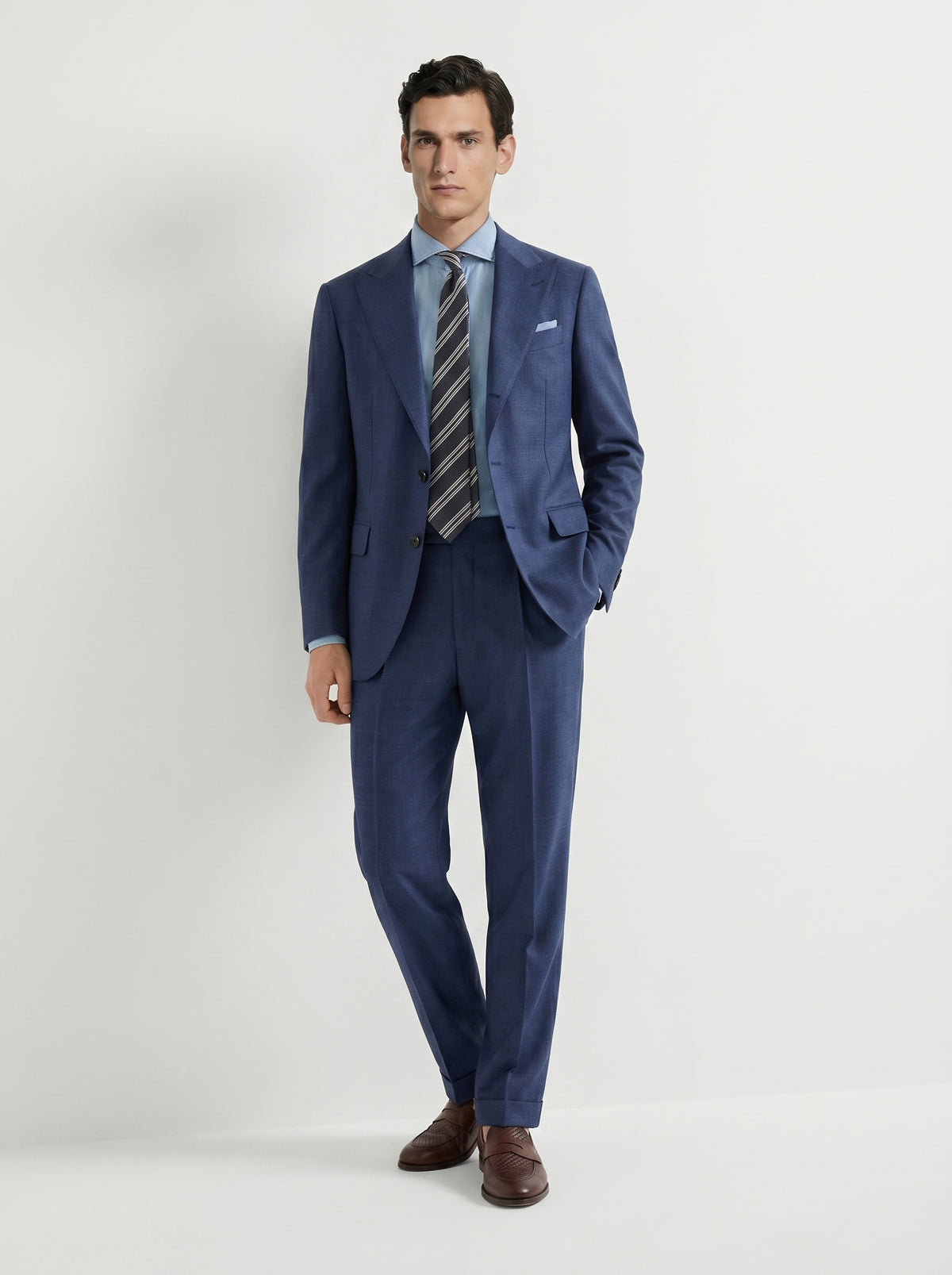 Blue Mélange Drape Suit