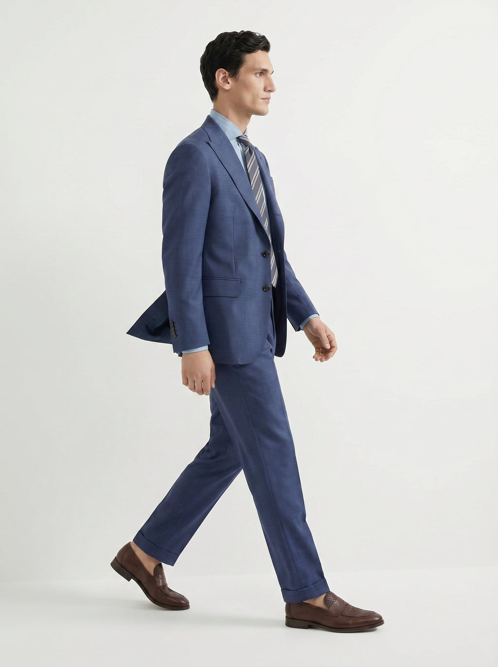 Blue Mélange Drape Suit