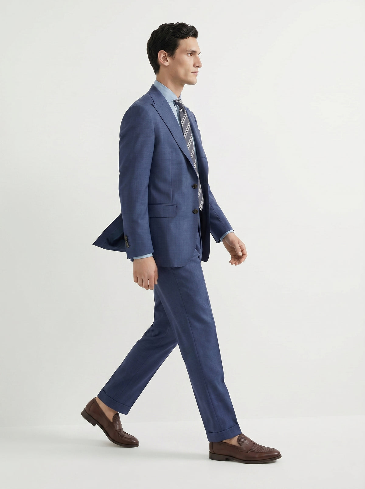 Blue Mélange Drape Suit