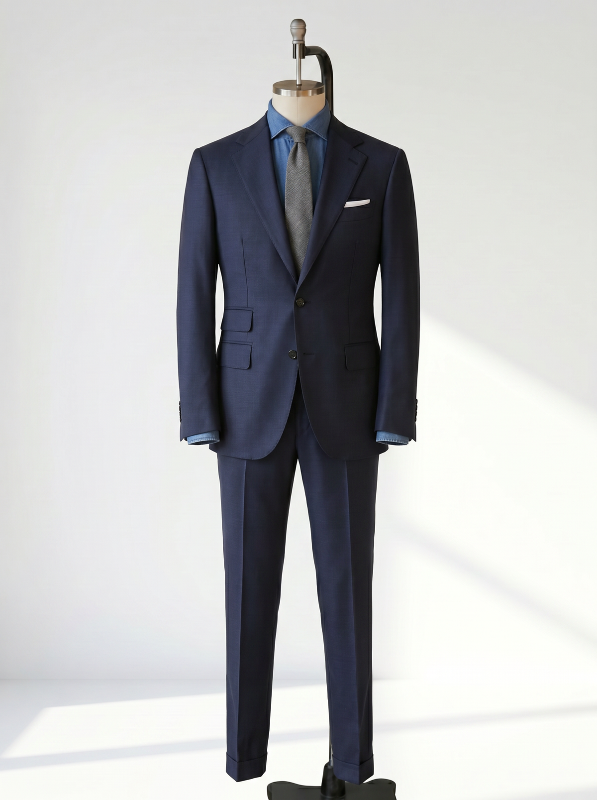 Dark Blue Mélange Drape Suit