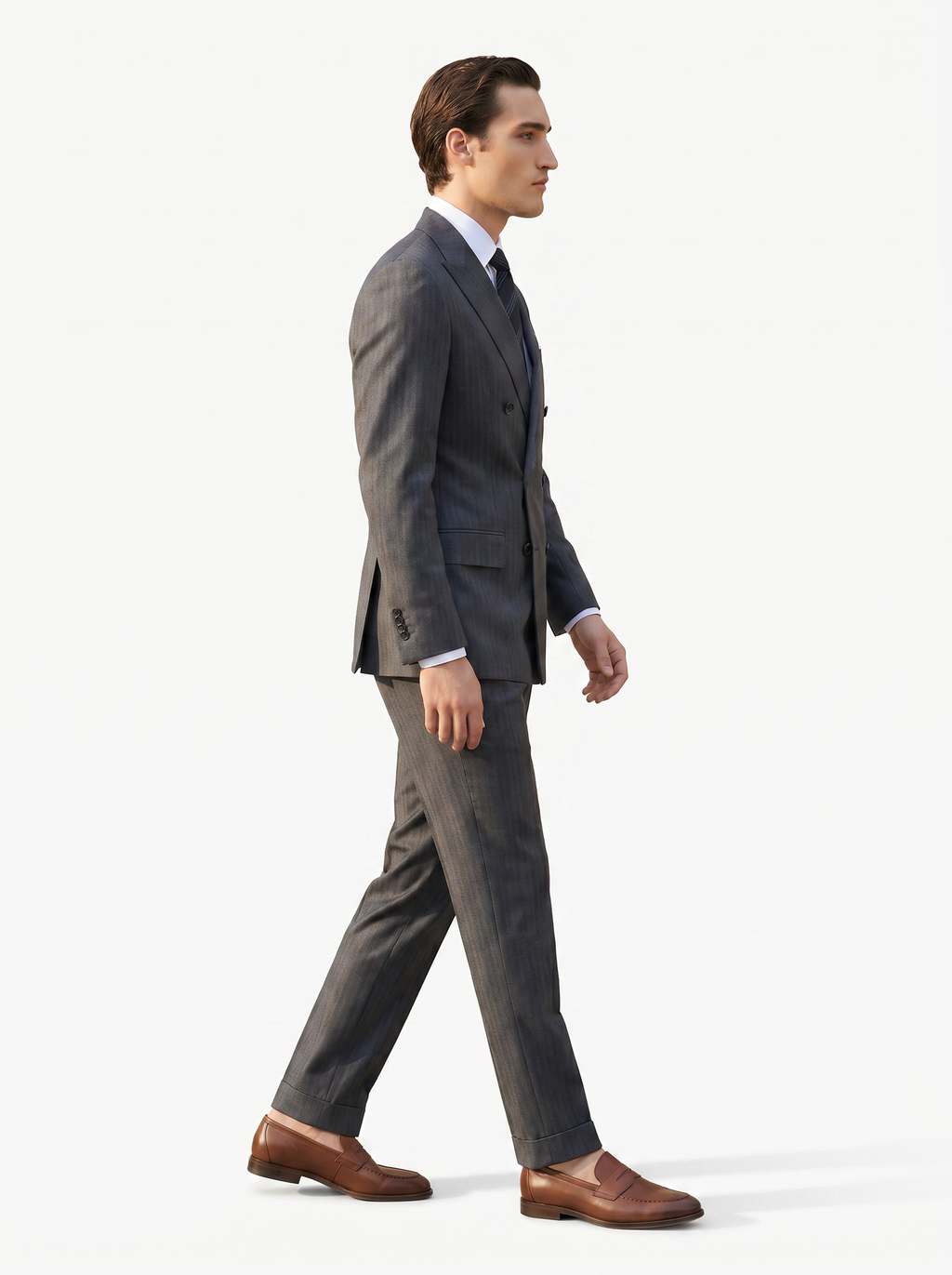 Light Gray Herringbone Drape Suit