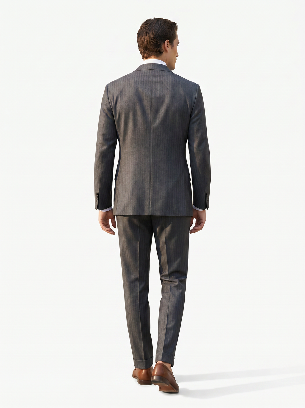 Light Gray Herringbone Drape Suit