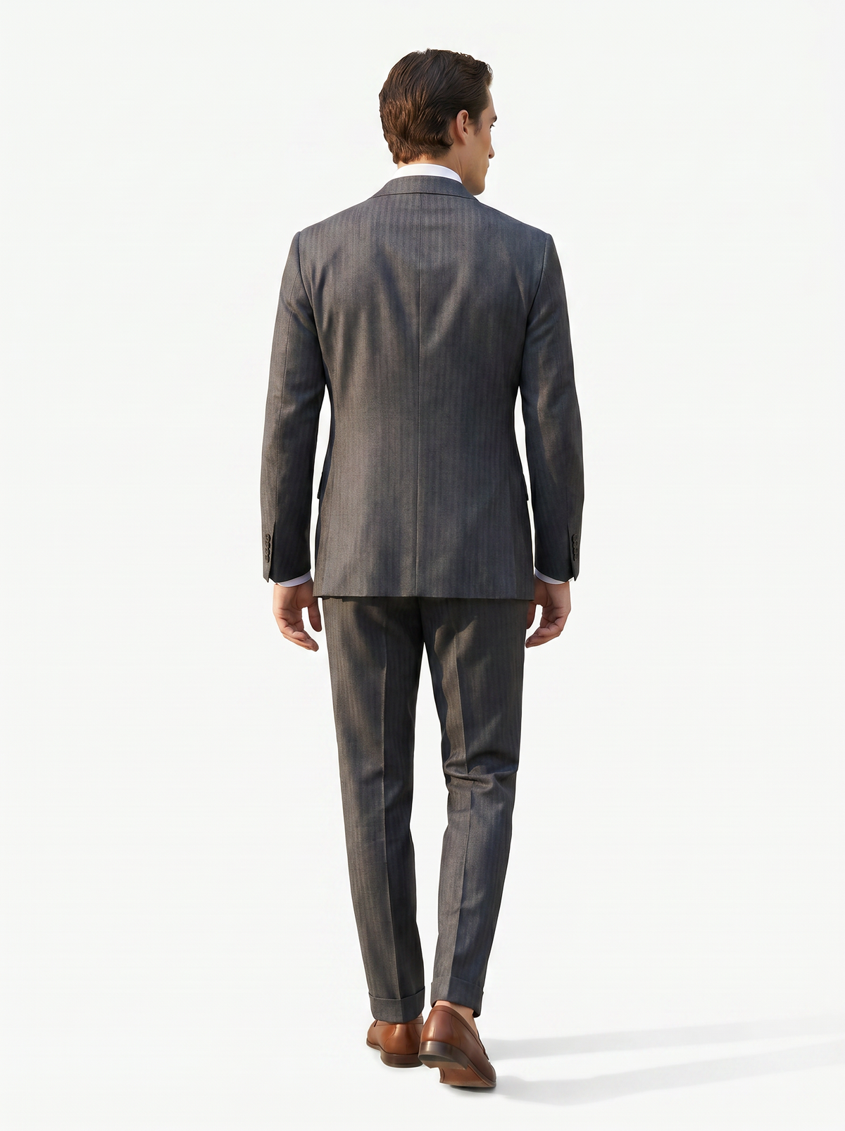 Light Gray Herringbone Drape Suit