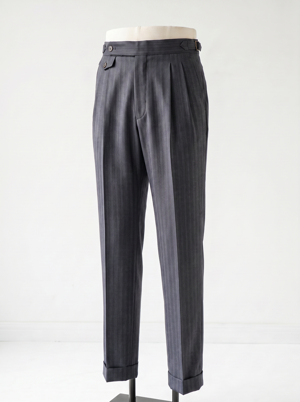 Light Gray Herringbone Drape Suit