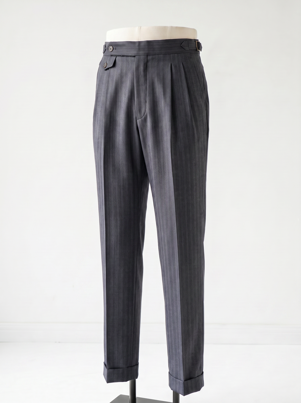 Light Gray Herringbone Drape Suit
