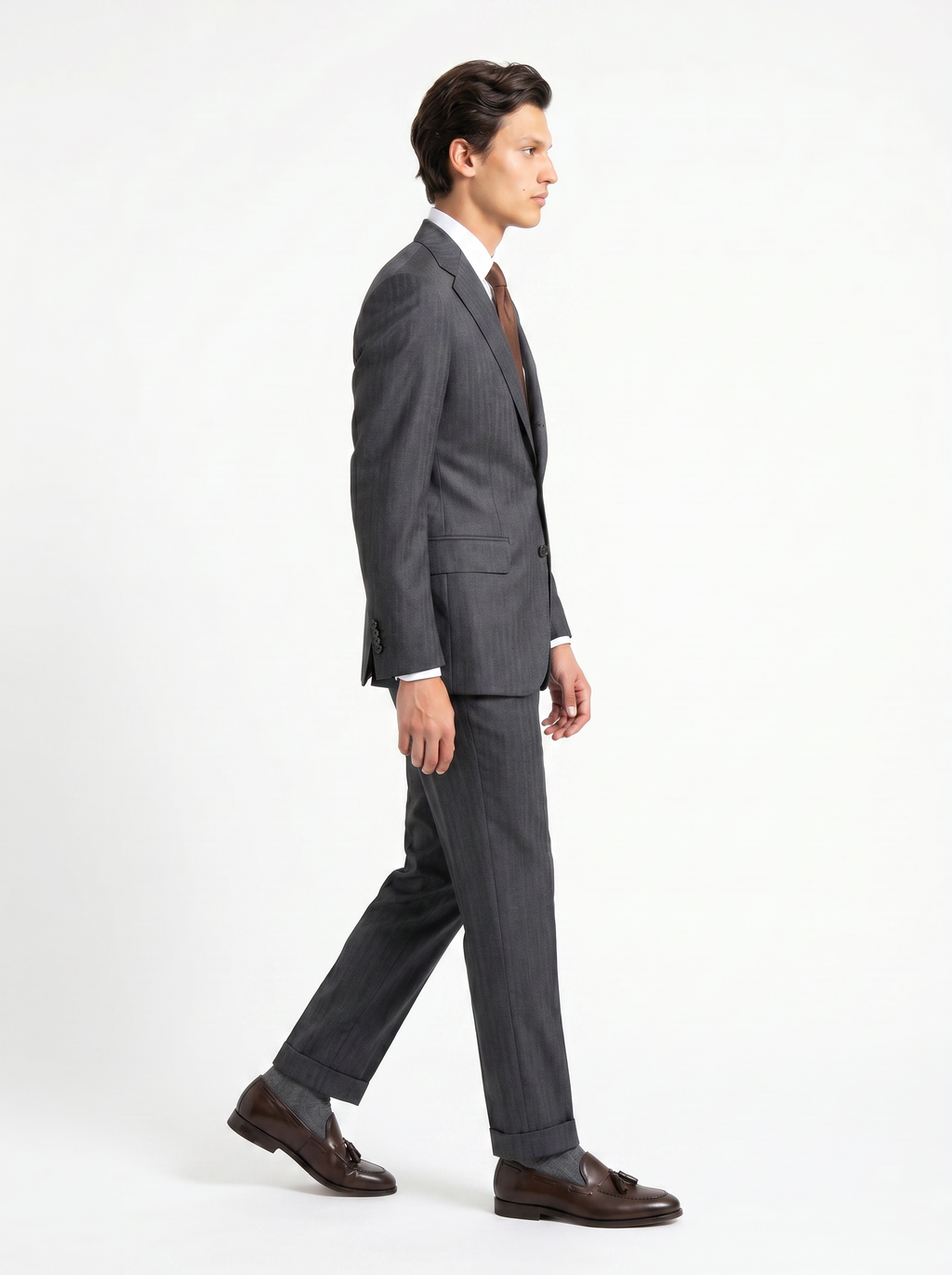 Mid Gray Herringbone Drape Suit