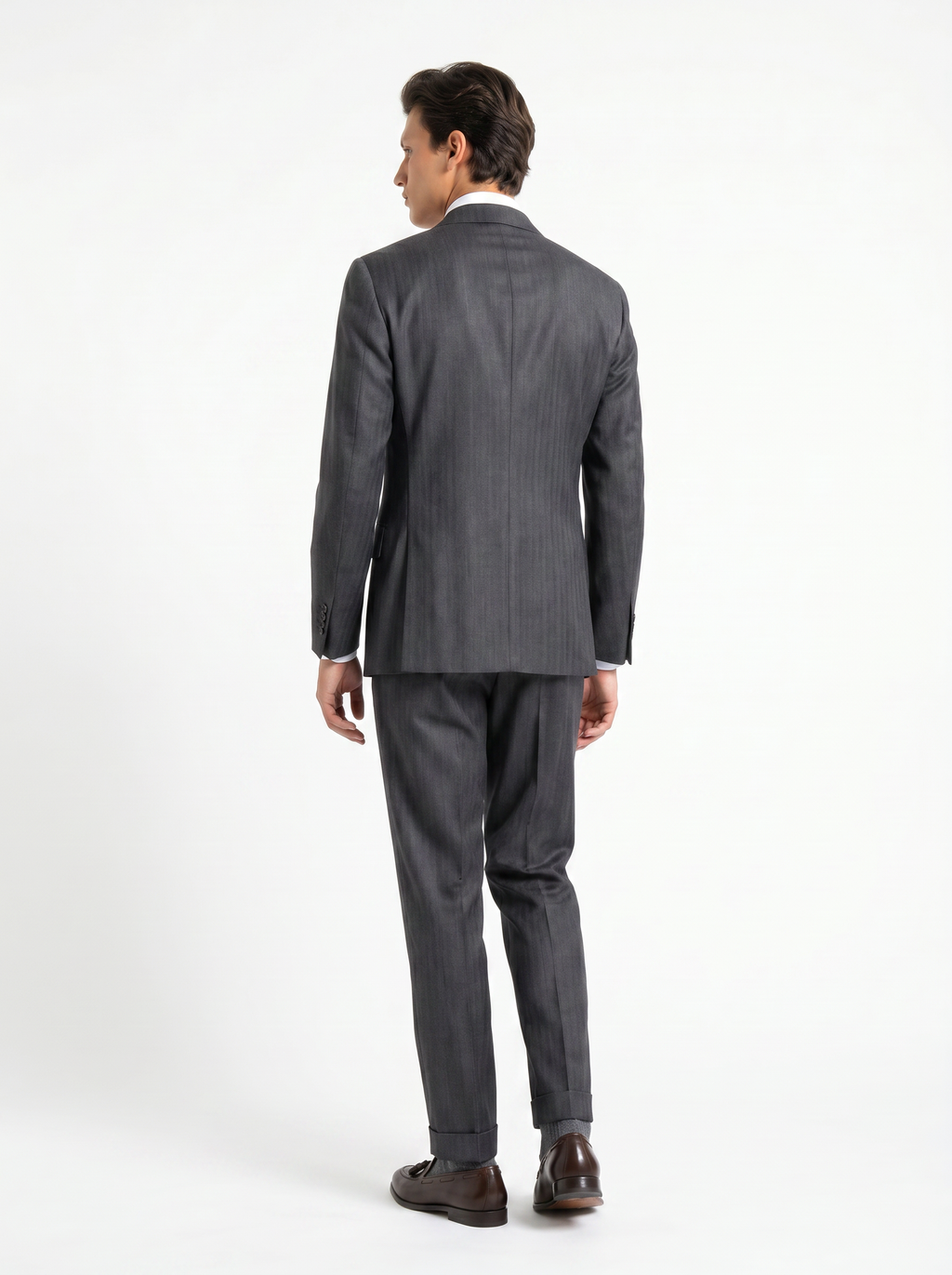 Mid Gray Herringbone Drape Suit