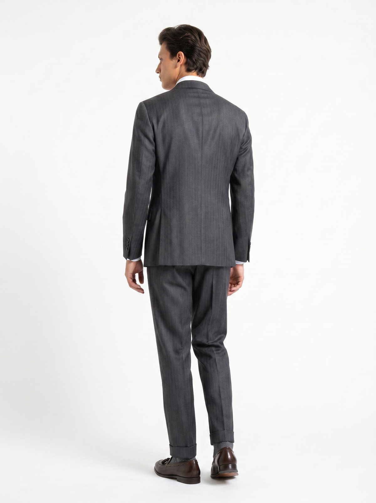 Mid Gray Herringbone Drape Suit