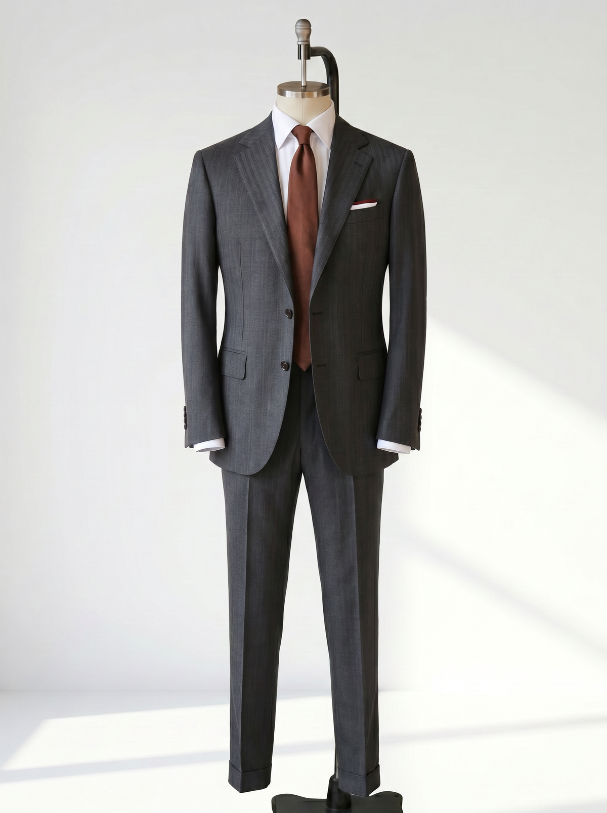 Mid Gray Herringbone Drape Suit