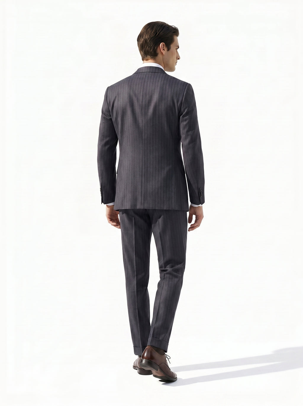 Dark Gray Herringbone Drape Suit